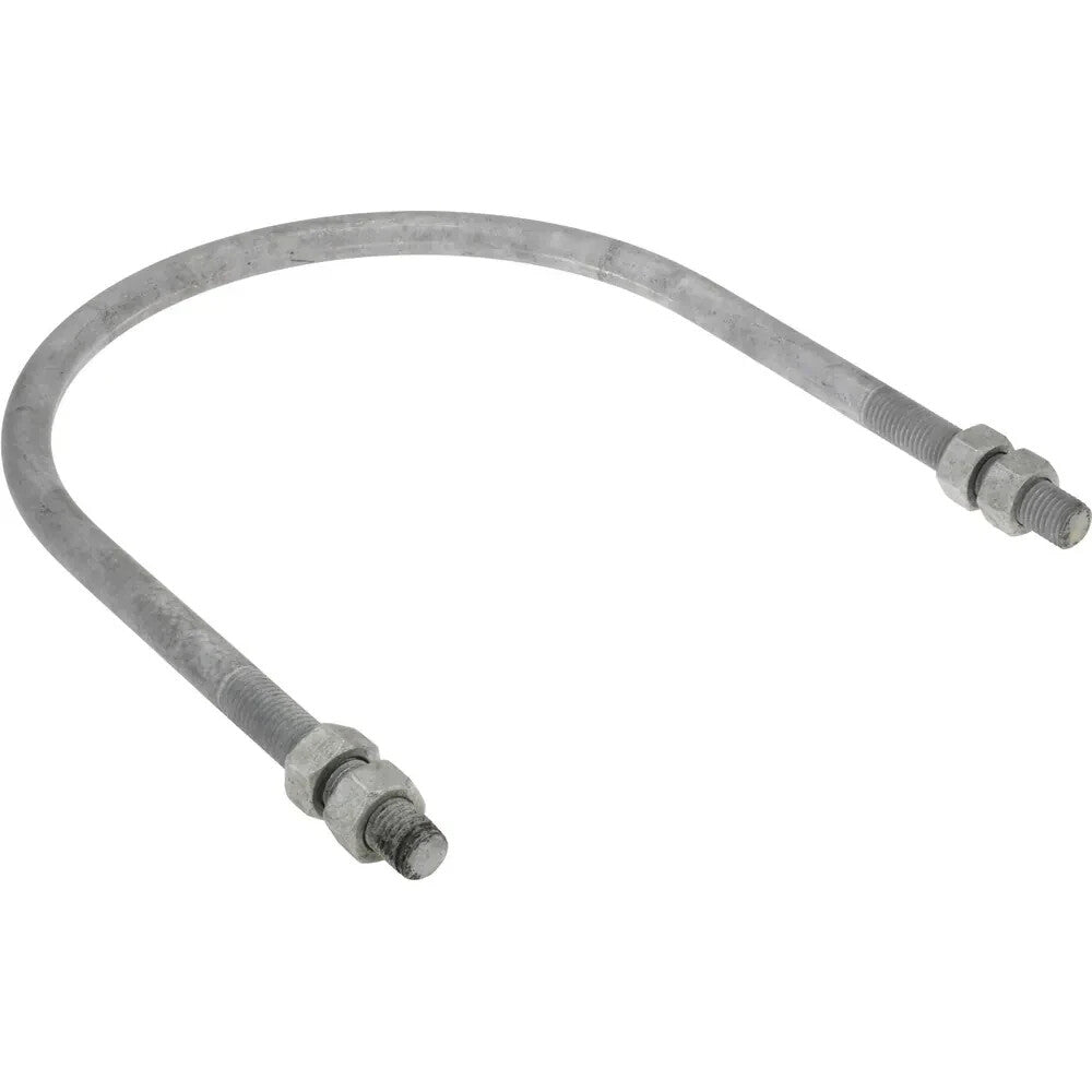 U-Bolt for 10" (10.75 OD) Pipe Size x 5/8" Rod w/ 4 Nuts, Zinc Plated