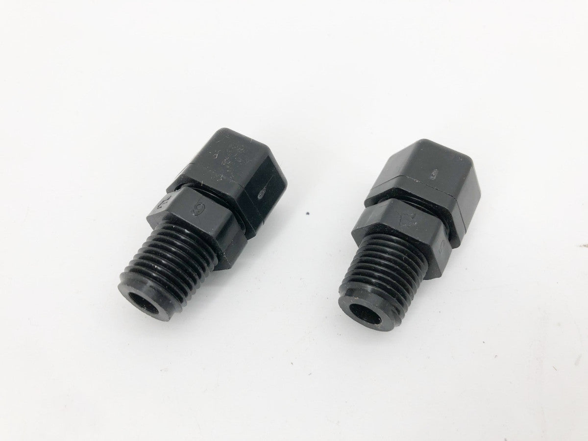 Lot of 2 New Parker P4MC4 Polypropylene Male Connector Fittings 1/4" - No Box