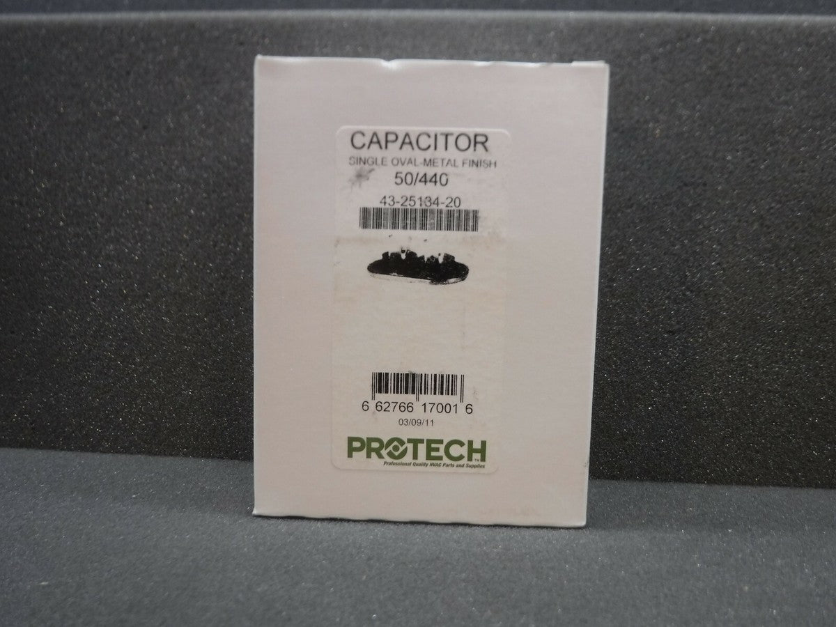 Protech, Capacitor, 43-25134-20, 50.0, 440 Vac, Single Oval-Metal Finish (New)