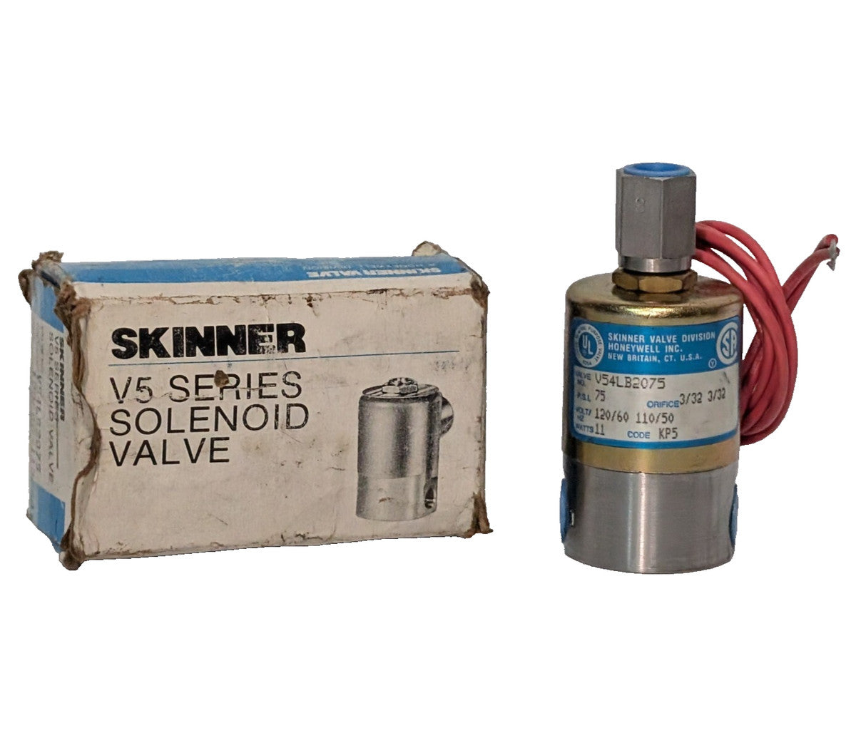 Skinner Honeywell V54LB2075, V5 Series Solenoid Valve, 120/60V, 110/50Hz, 11Watt
