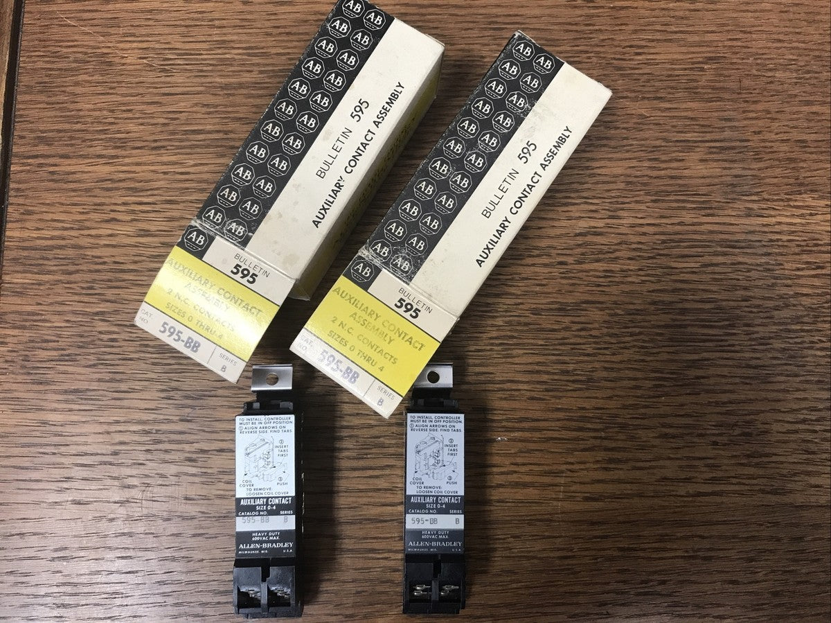 Lot Of 2 595-BB Series B Allen Bradley Auxiliary Contact Assembly Sizes 0 Thru 4