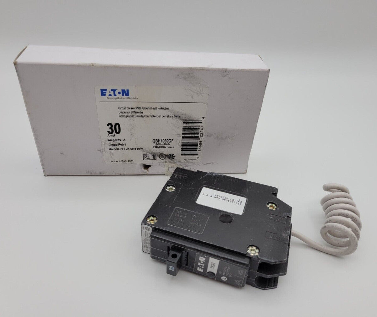 Eaton QBH1030GF Bolt-On Ground Fault Circuit Breaker 30A 120VAC 1P 1PH Type QBH