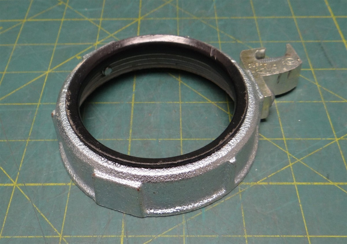 3" Zinc-Coated Steel Insulated Throat Grounding Bushing w/ C-Clamp Grounding Lug