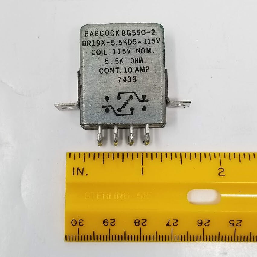 New BABCOCK BR19X-5.5KD5-115V - Relay, Control, DC. Contacts: DPDT 10A BG550-2