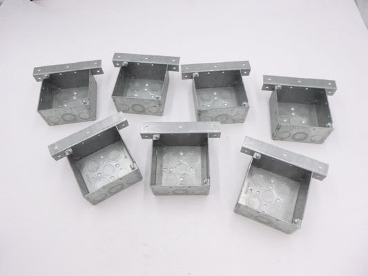 7 Pack 4" Square Bracketed Box 2-1/8" Deep Welded w/ conduit KO's