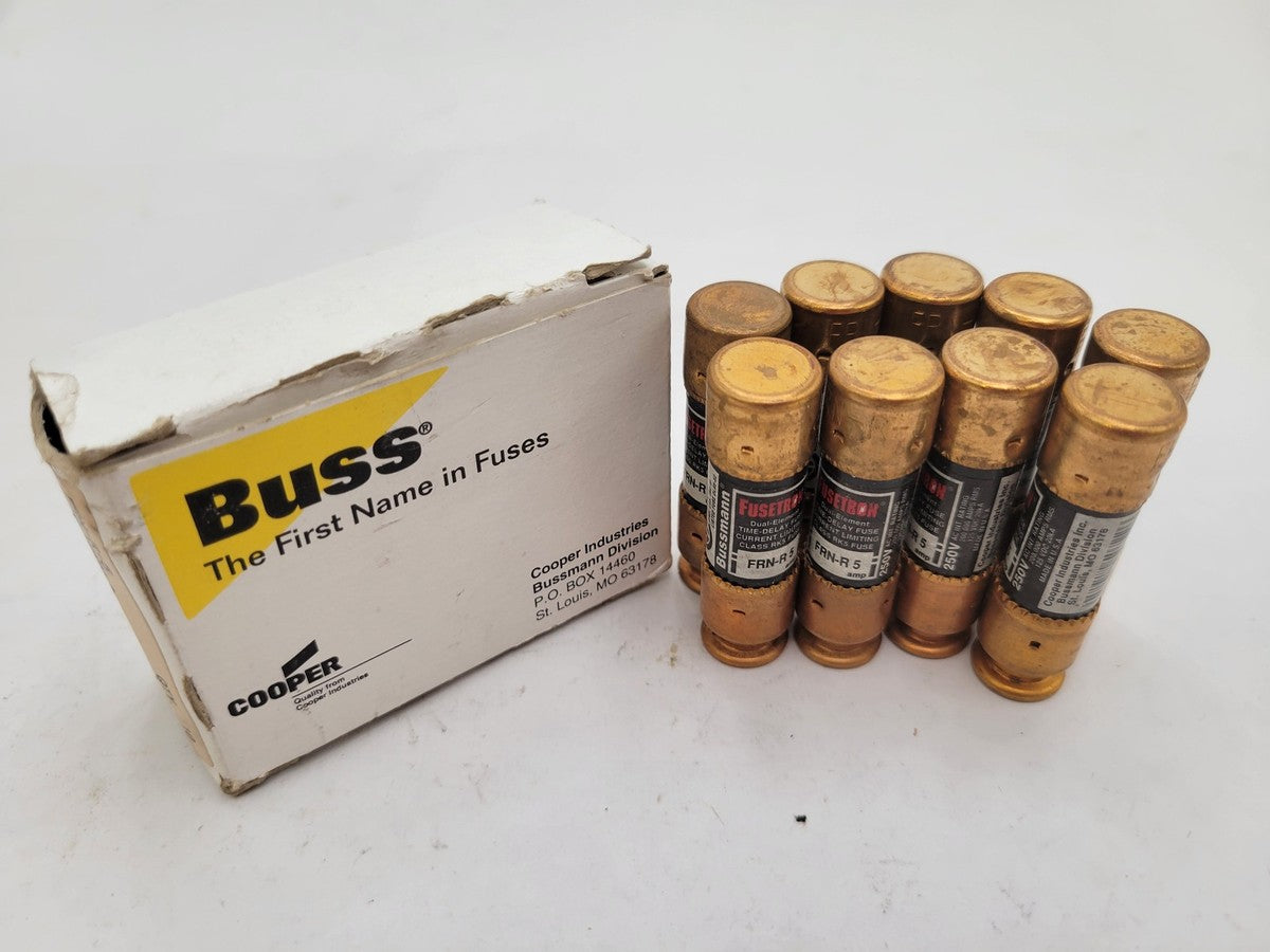 9PC Fusetron FRN-R-5 Dual Element Time Delay Fuse 5A 250V Class RK5