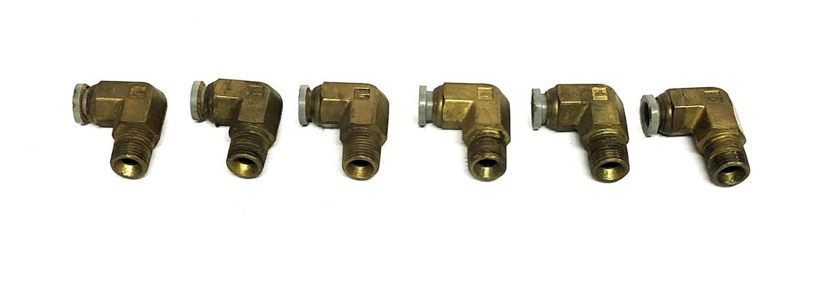 Parker Male/Female Brass 90 Degree Elbow Fitting Adapter 1/4 Inch [Lot of 6] NOS