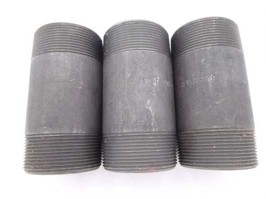 3 Pack Everflow 2" MNPT x 4-1/2" Sch 80 Black Carbon Steel Nipples NPXB2045