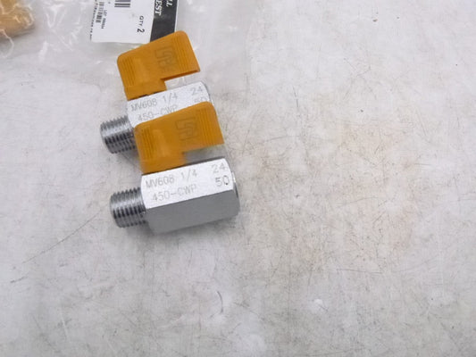 2 Pack Parker Mini Ball Valve  MV608 1/4 NPT Male/Female Chrome Plated Brass