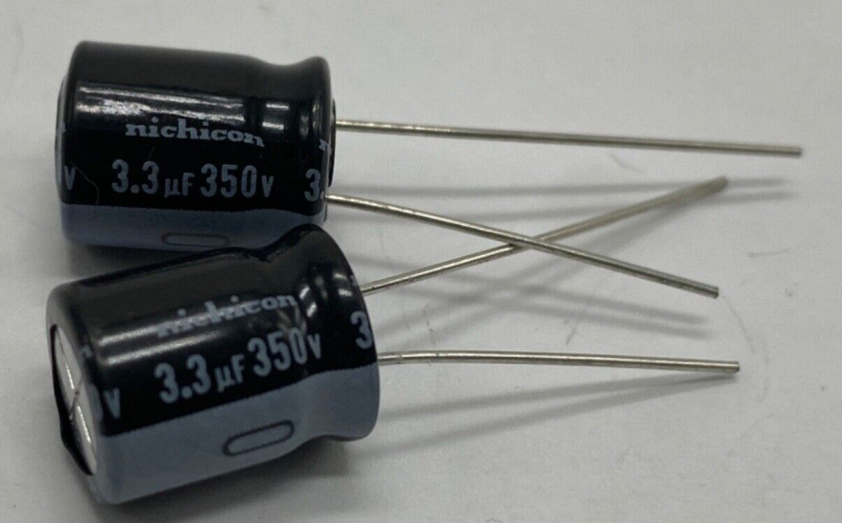 Pack of 2, Nichicon UVZ2V3R3MPD electrolytic capacitor radial lead 3.3uf/350V
