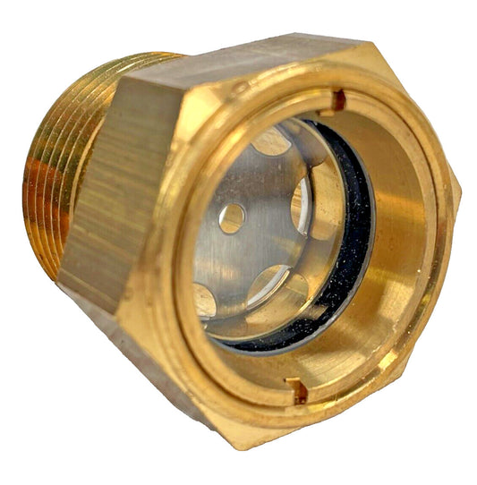 1" NPT Air Compressor Oil Sight Glass, Male Hex Head Compressor Oil Sight Glass