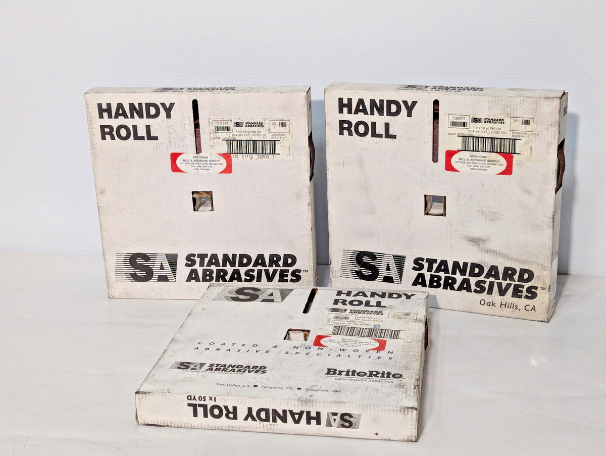 Lot of 3: Handy Roll P80 Grit, 1"x 50Yard, 706221, 66-002-0415-7, 66-0000-0501-8