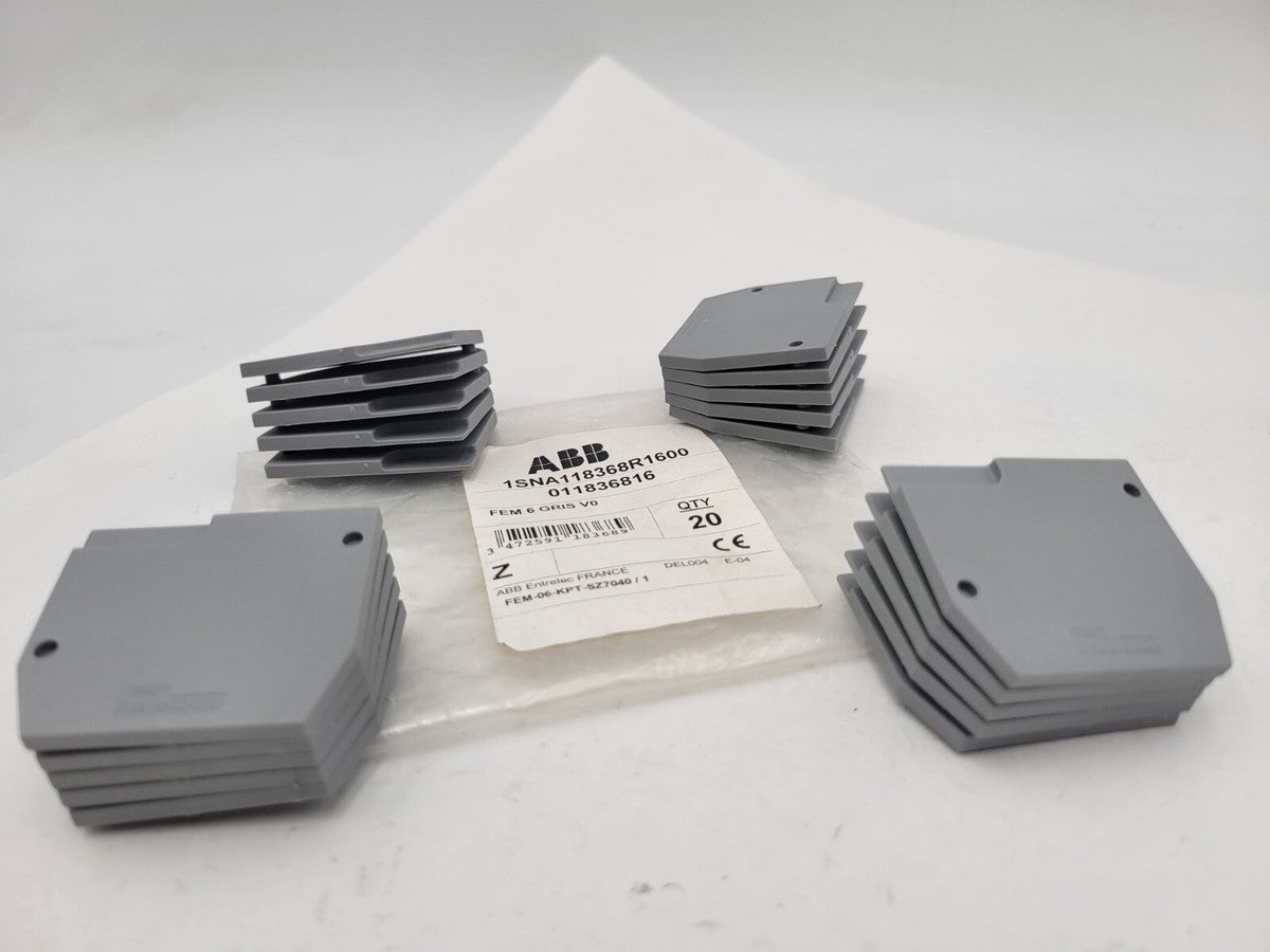 20PC Lot Entrelec FEM6 Terminal Block End Cap Barrier Sections Spacing 2.8 mm
