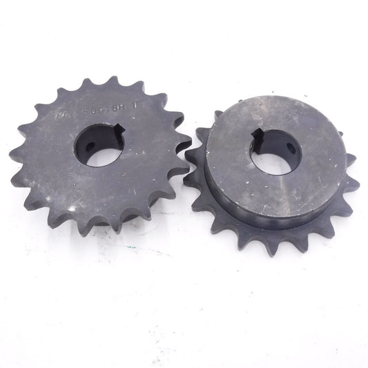 2 Pack PLI 18 Tooth 1" Finished Bore Sprocket W/ 1/4"x1/8" Keyway 50B18H-1
