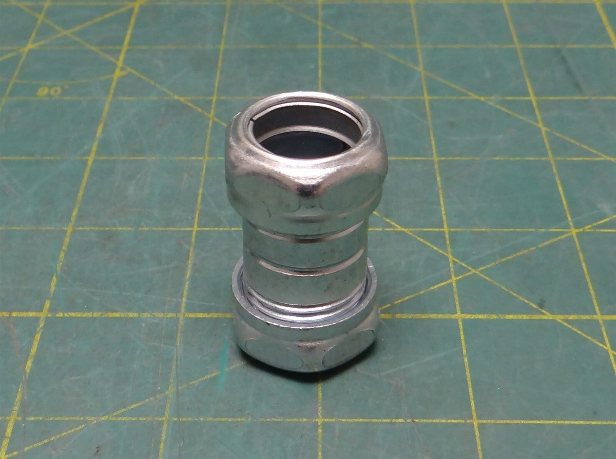 1/2" Thin Wall EMT Conduit Compression Coupling, Zinc Plated Steel, 1.75" Length