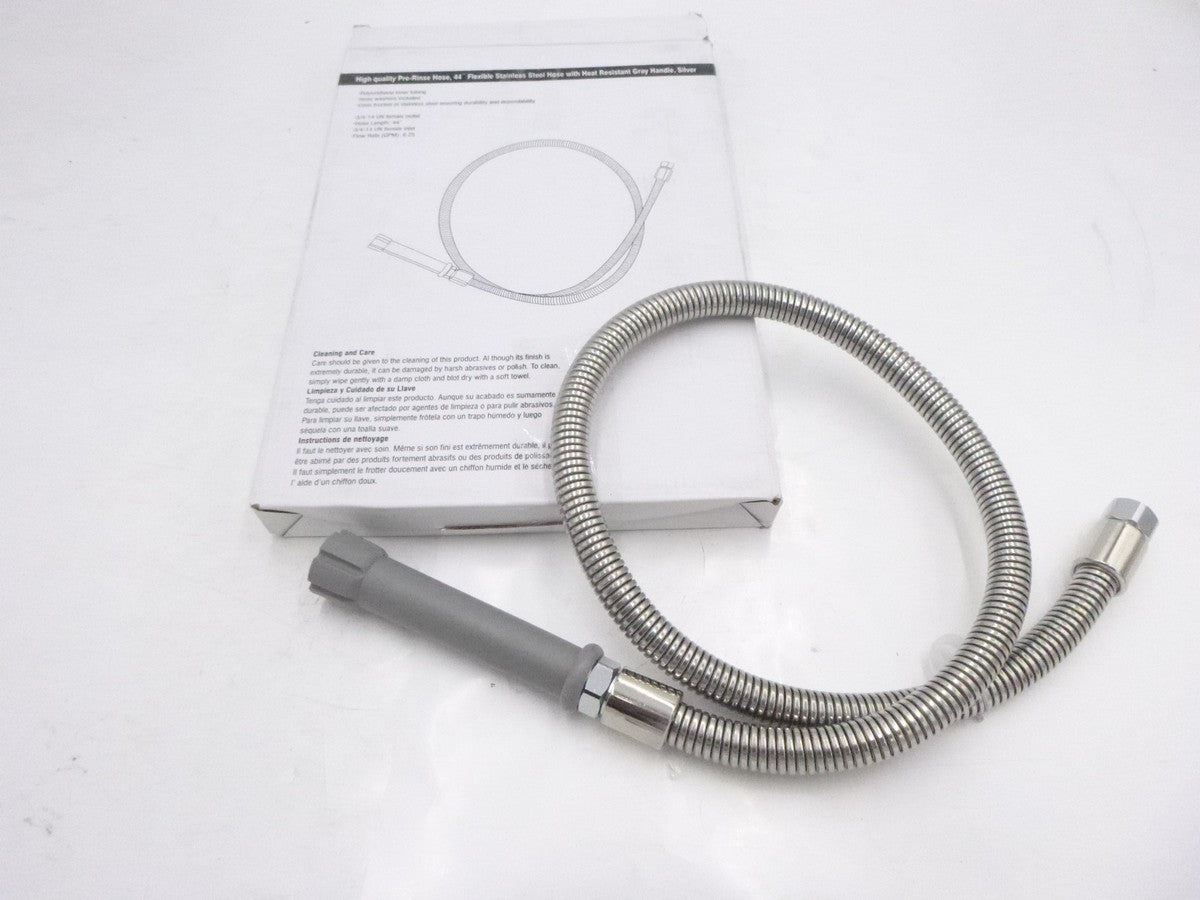 44" Flexible Stainless Steel Hose For Faucets With Grey Handle B-0044-H