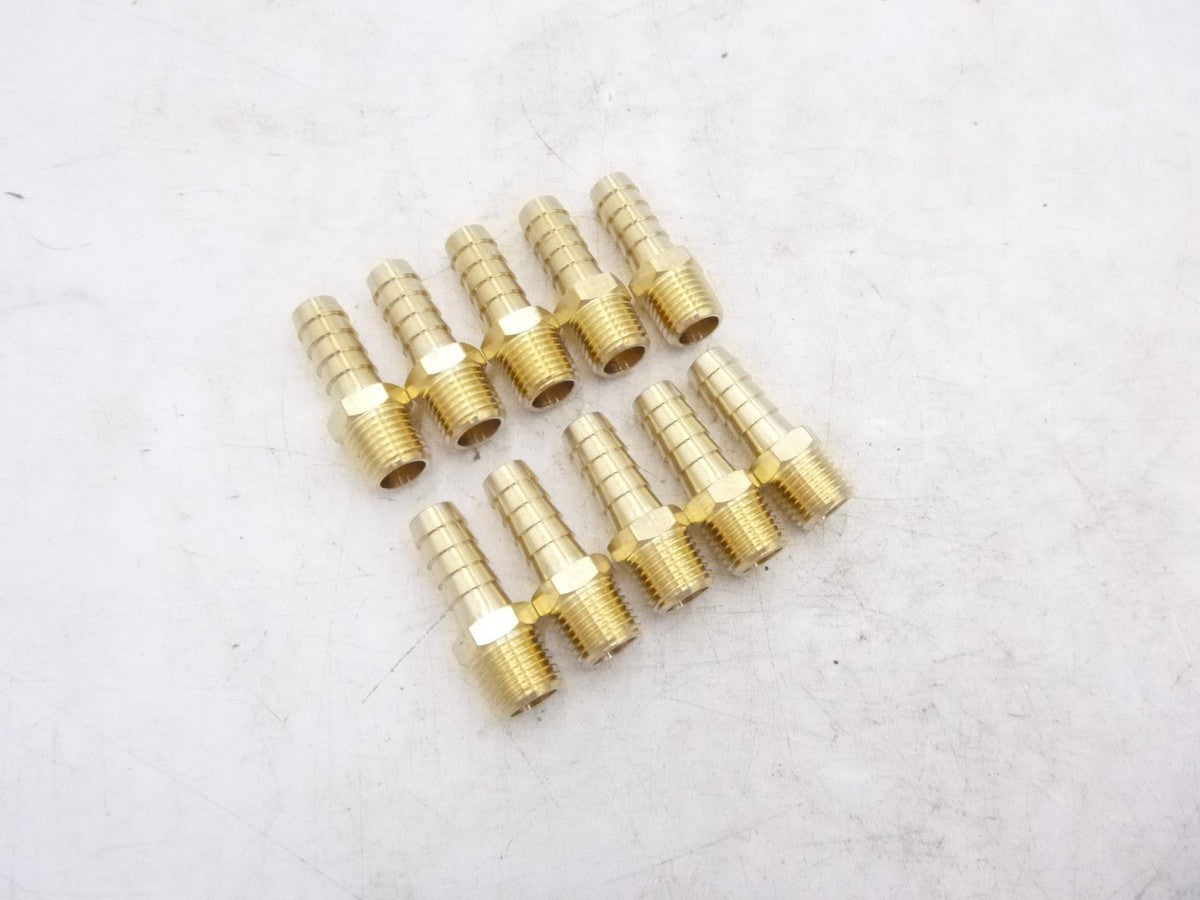 10 Pack 3/8" Hose Barb X 1/2" Male NPT Brass Fitting