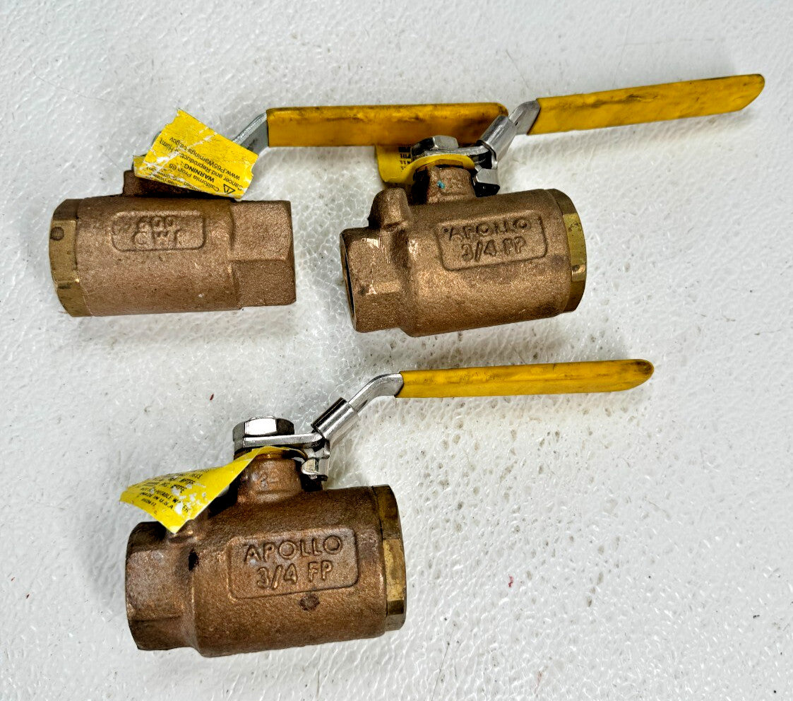 (LOT of 3) Various 3/4" APOLLO Bronze Ball Valves, NPT Threaded Ends, 600-WOG