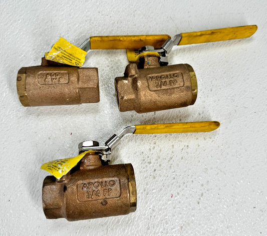 (LOT of 3) Various 3/4" APOLLO Bronze Ball Valves, NPT Threaded Ends, 600-WOG