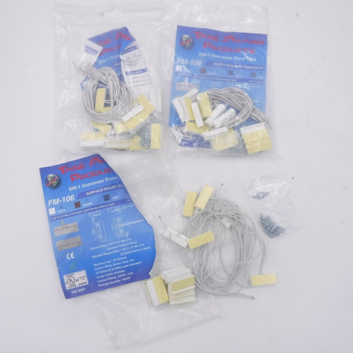 27 Pack Trane Alarm FM-106 Surface Mount Contacts WHT 1.32"LX.51"WX.3"H 12" Lead
