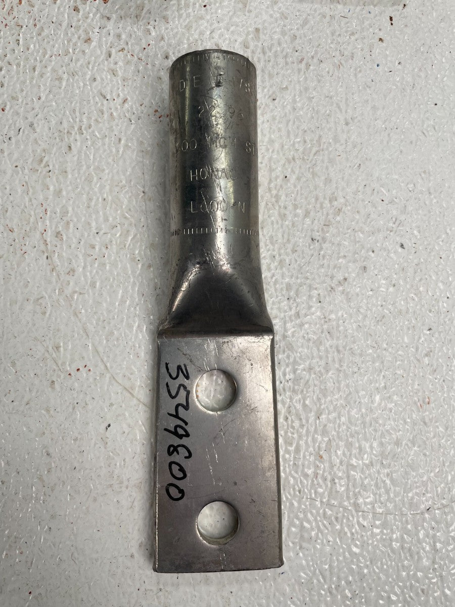 HOMAC L-600-N Compression Lug Connector, 2-Hole, Cu, 600 MCM STR, 1/2" Stud