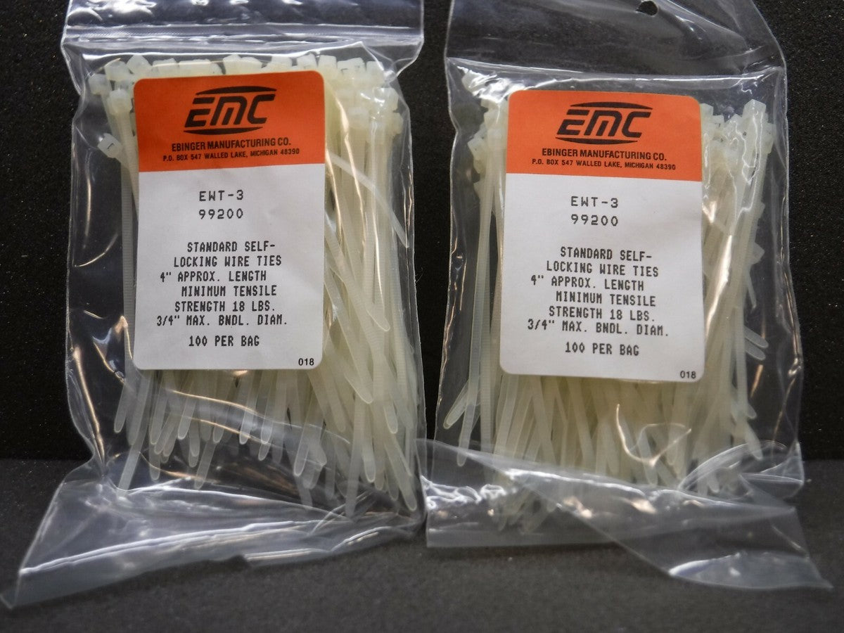 Ebinger, EWT-3 99200, Wire Ties, 4" length, Min Tensile Strength 18 LBS