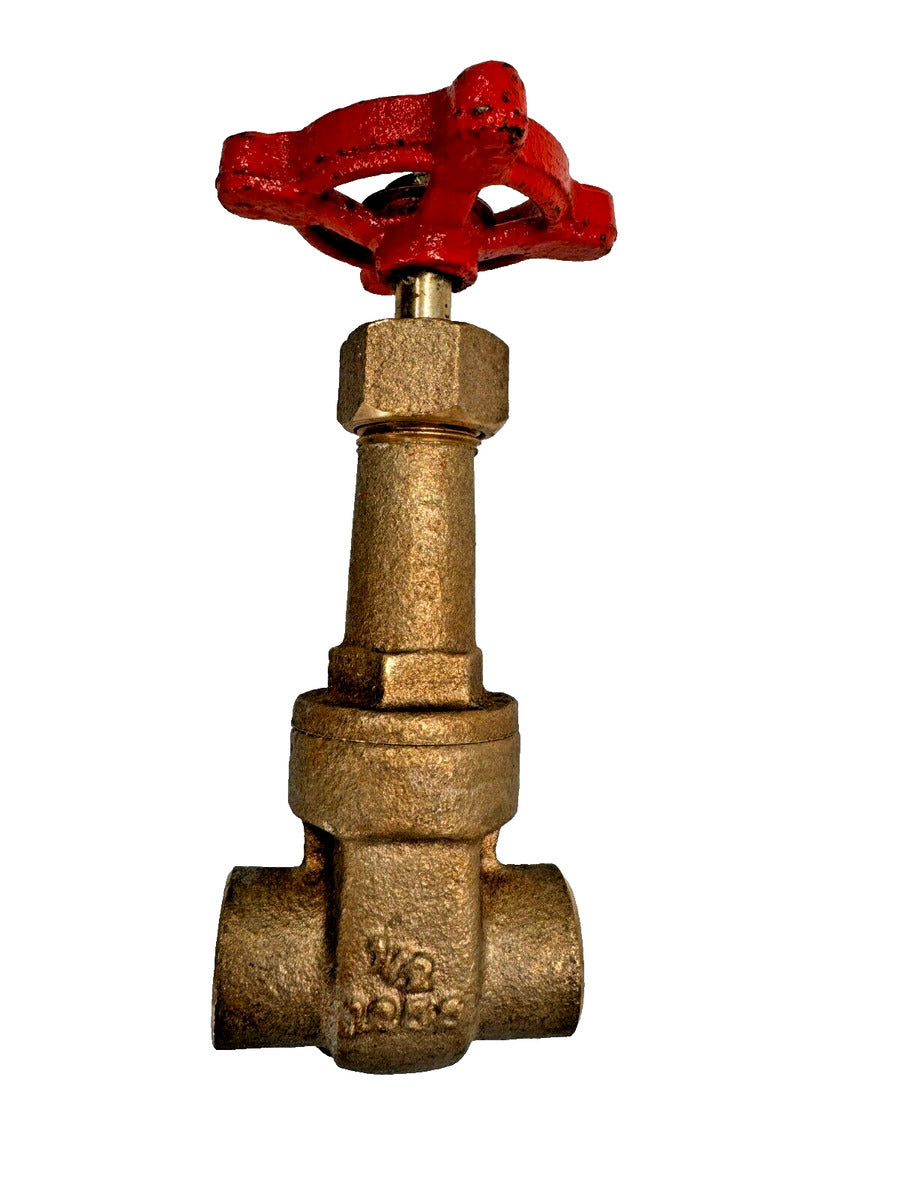 STOCKHAM B-108 Bronze Gate Valve 1/2" Solder End 125-SWP / 200-WOG, Rising Stem