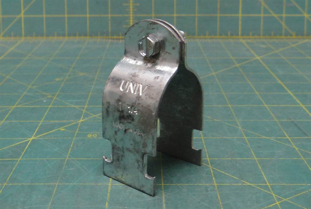 1-1/4" UNIV Zinc Plated Steel Pipe Clamp, 3-1/4" Long 1-3/4" High 1-1/4" Wide