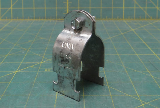 1-1/4" UNIV Zinc Plated Steel Pipe Clamp, 3-1/4" Long 1-3/4" High 1-1/4" Wide