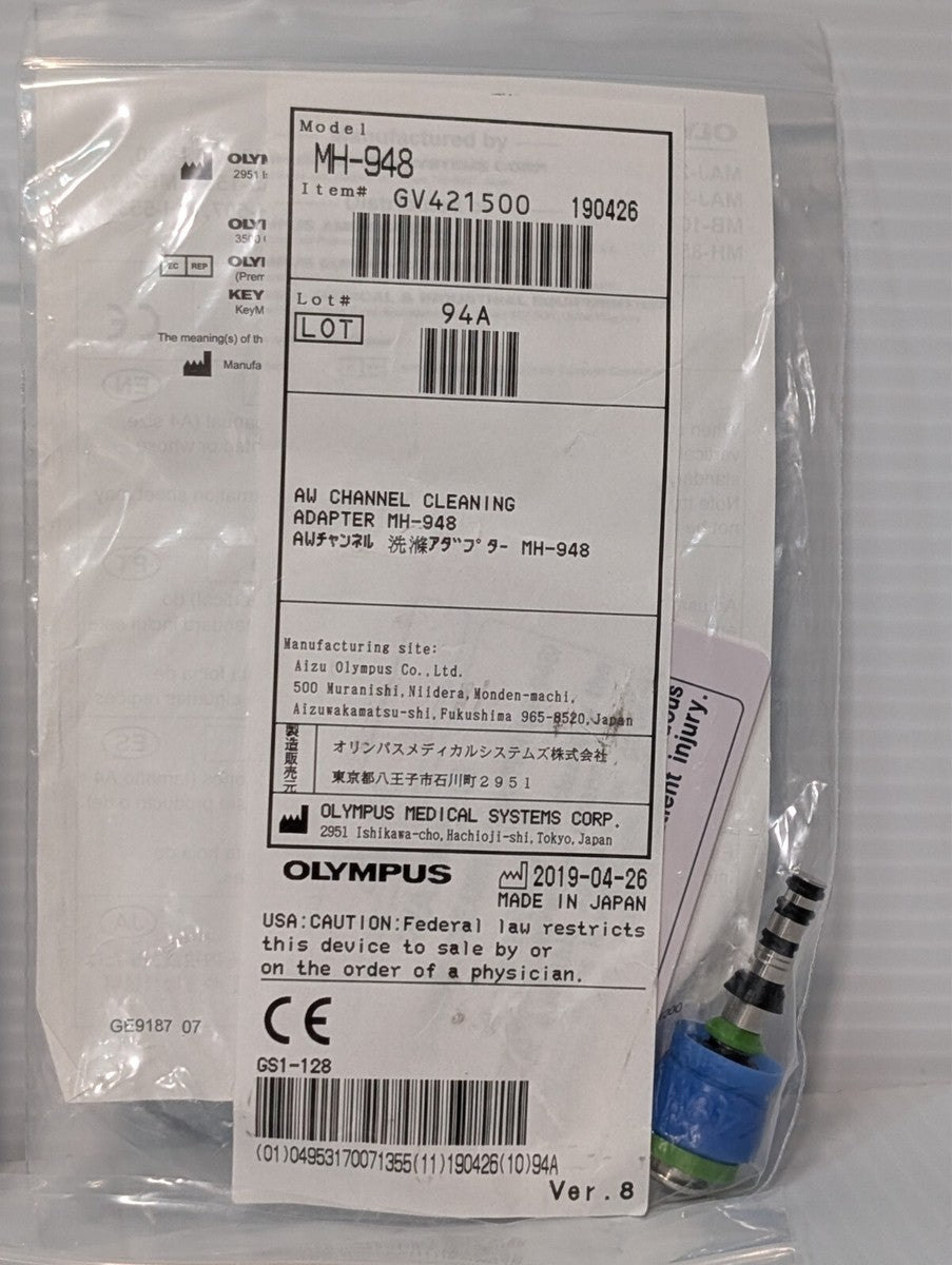 Olympus MH-948 Endoscope AW Air/Water Channel Cleaning Adapter NIB OEM