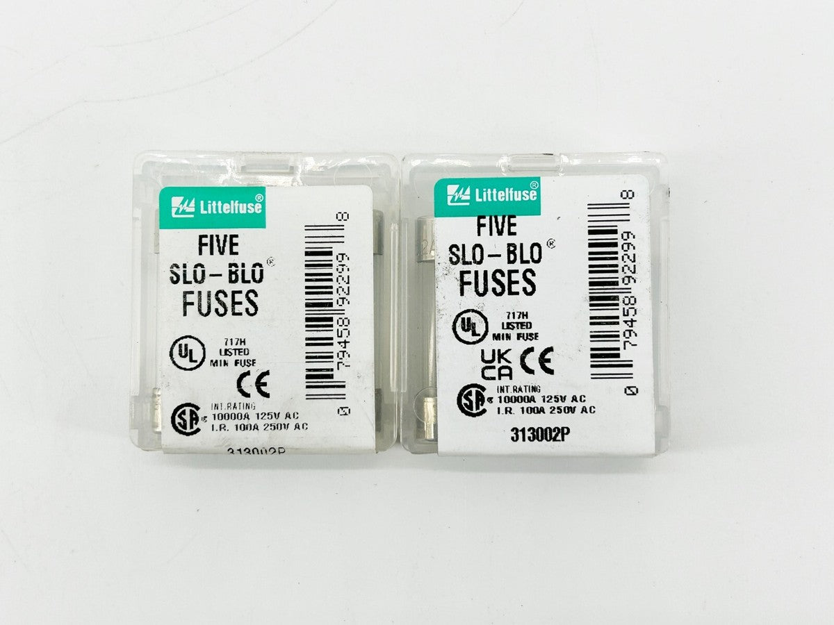 New Lot of 10 Littelfuse SLO-BLO Glass Fuse 2A 250V
