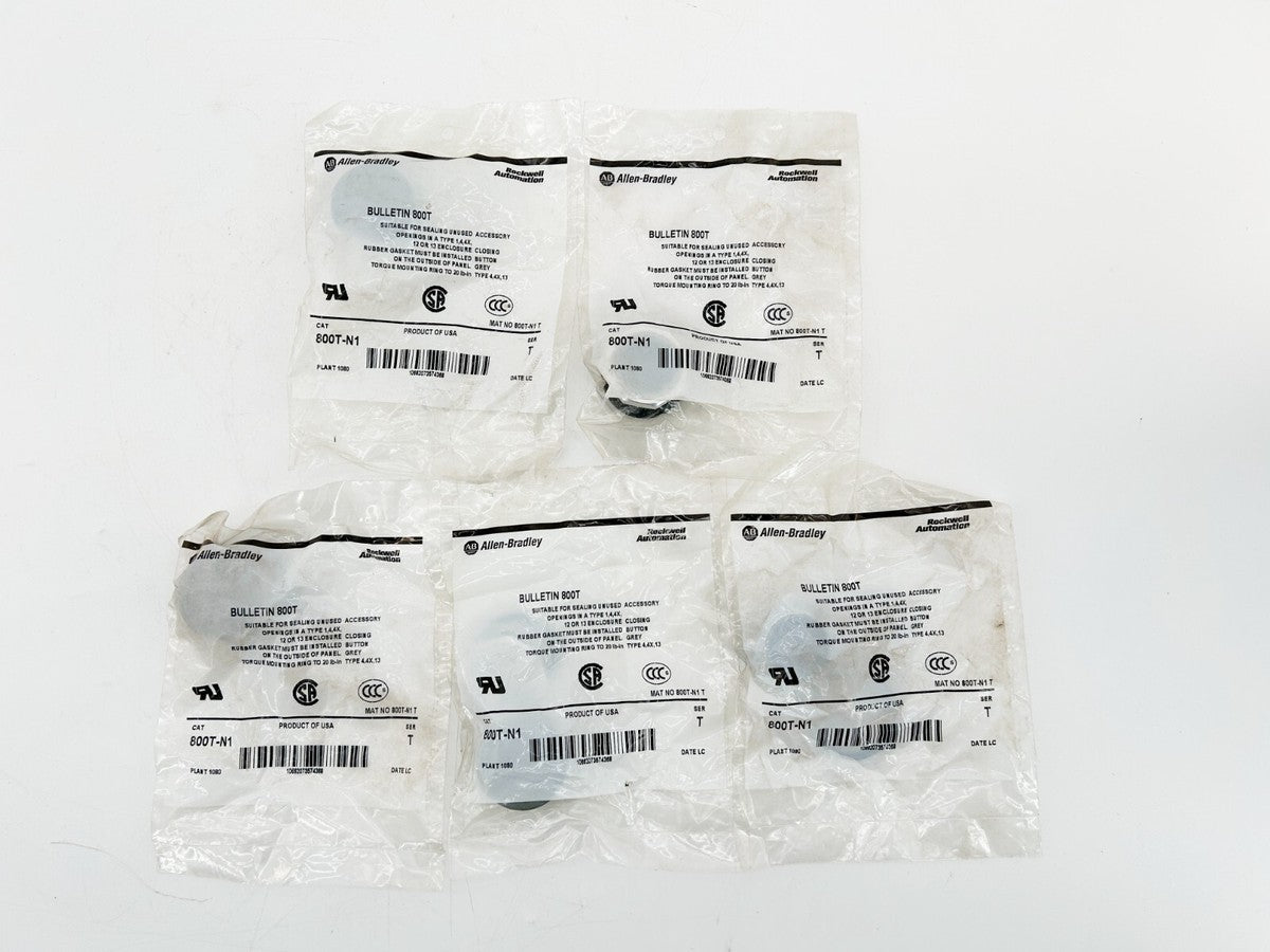 New Lot of 5 Allen Bradley 800T-N1 Closing Button 30MM Gray NEMA 13 Ser.T