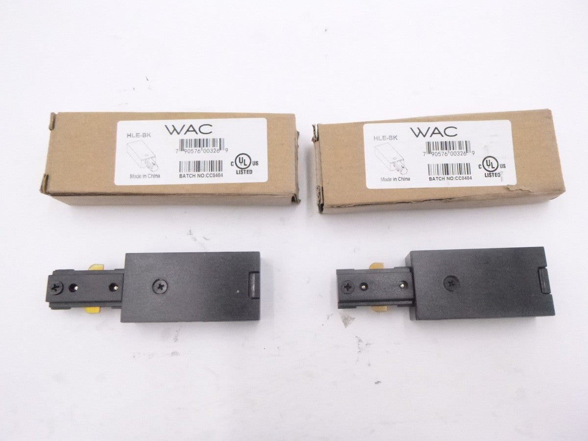 2 Pack WAC Lighting HLE-BK H-Track Series Live End Connector