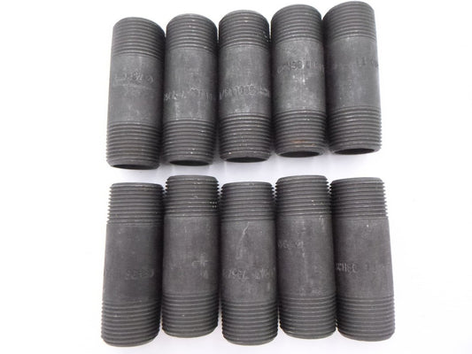 10 Pack 1" MNPT x 3-1/2" Black Carbon Steel Nipples Sch 80