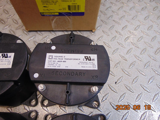 (1) NEW SQUARE D 460R-480 VOLTAGE TRANSFORMER RATIO-480:120