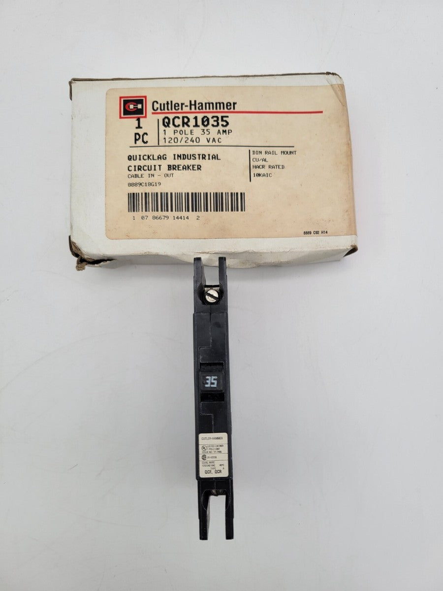 Cutler-Hammer QCR1035 Circuit Breaker 35 Amp 240 VAC 1 Pole DIN Rail Mount NOS