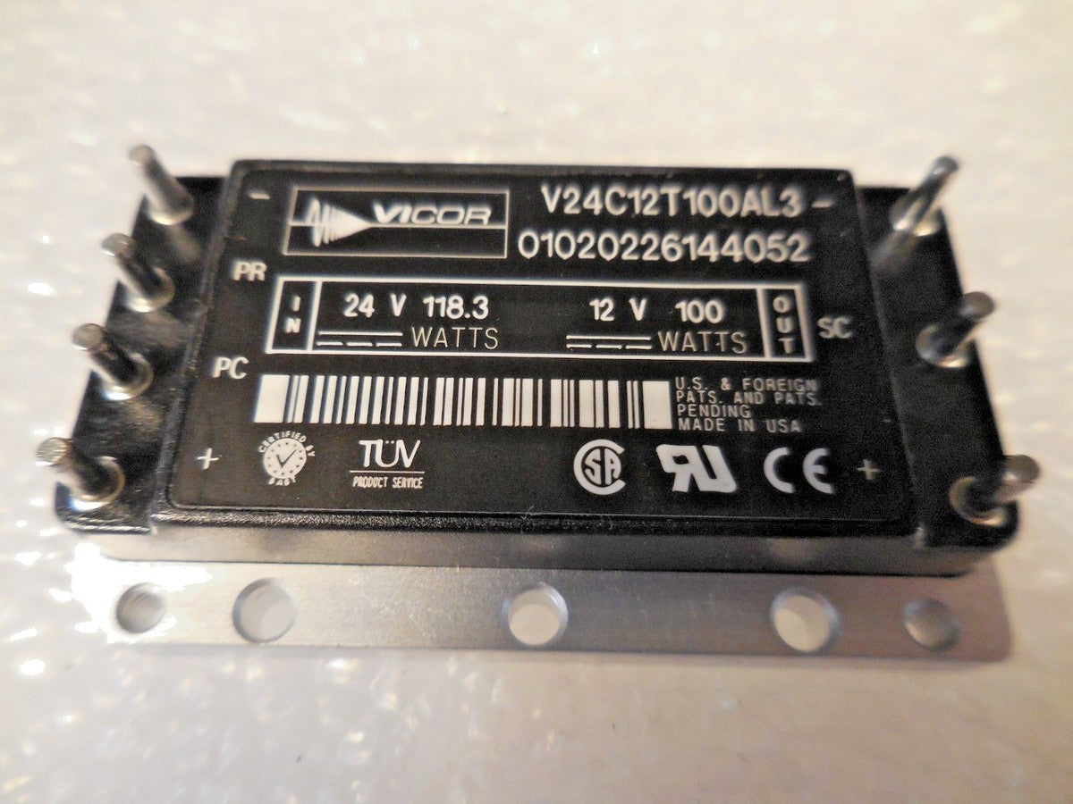 Vicor V24C12T100AL3 DC To DC Power Converter Module (24V, 118.3W/ 12V, 100W)