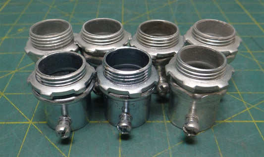 (Qty: 7) 3/4" Zinc-Plated Steel Conduit Connector Fitting Indoor Set Screw Type