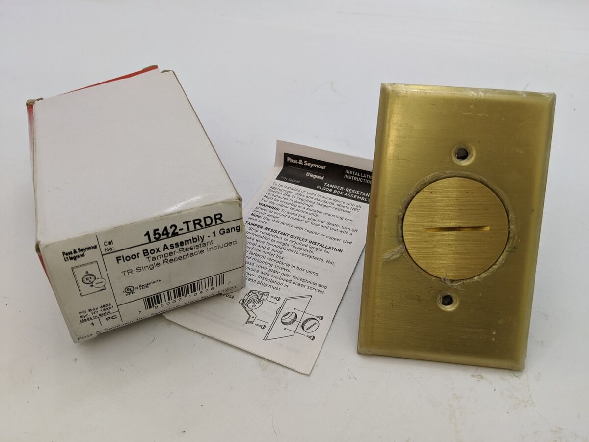 Legrand 1542-TRDR 1-3/4"Dia Floor Box Assembly 1 Gang Tamper Resistant Single