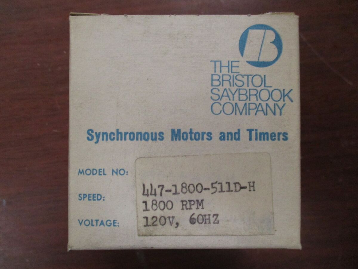 Bristol Saybrook 447-1800-511D-H Synchronous Stepper Motor (1800RPM, 120V, 60Hz)