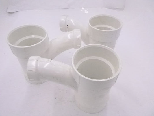 3 Pack Charlotte Pipe 4" Hub T x 4" D Hub PVC Long Turn Wye Sch 40 PVC005021600