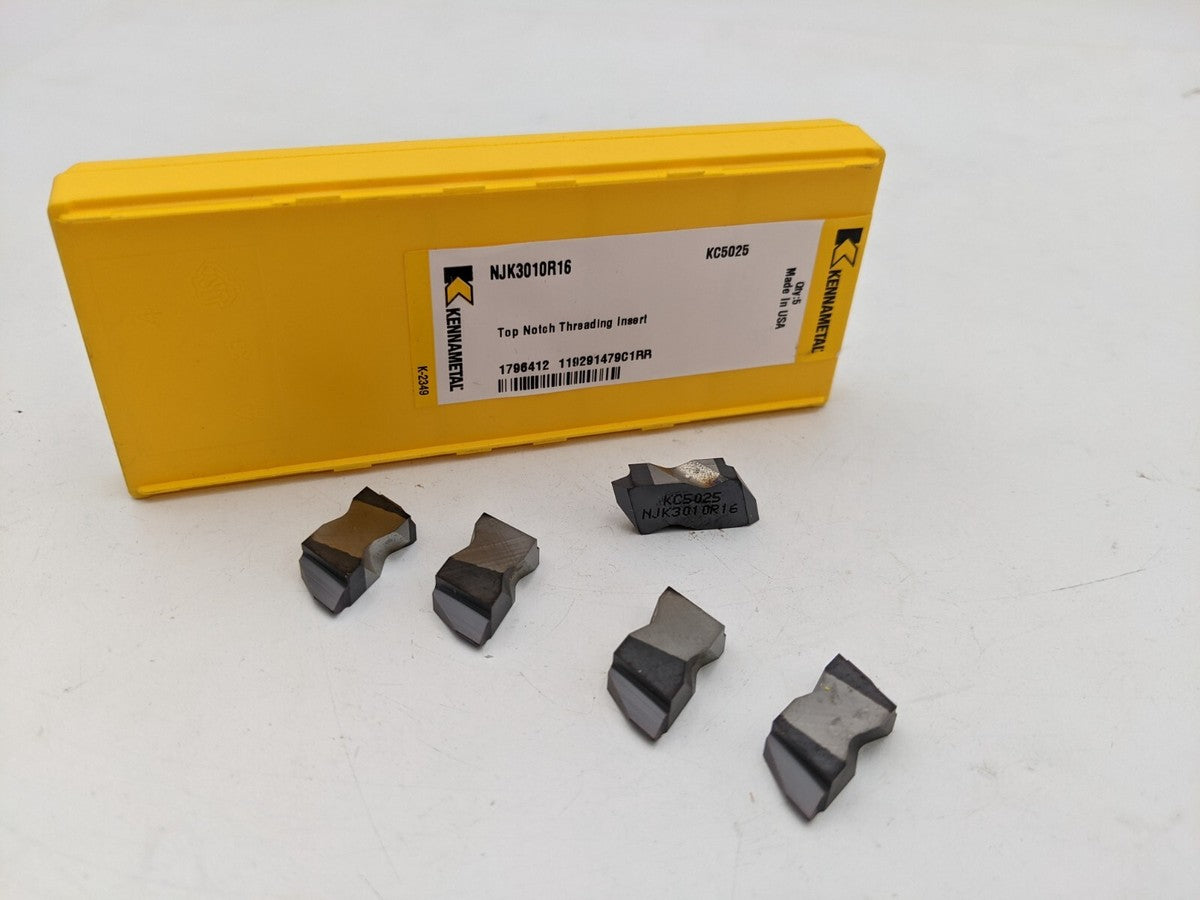 Lot 5 Kennametal NJK3010R16 KC5025 Top Notch Threading Tungsten Carbide Insert