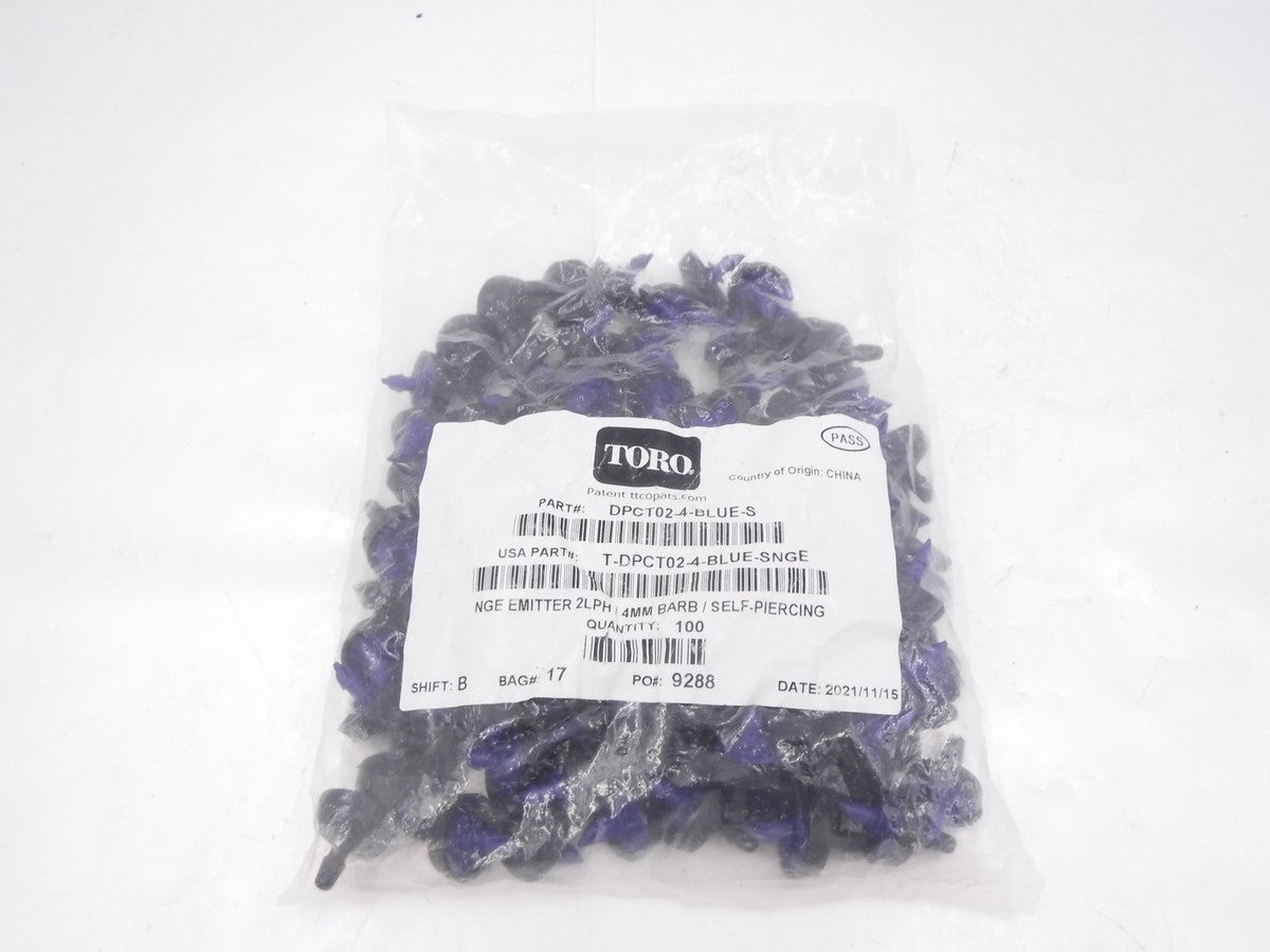100 Pack OEM Toro 4mm Outlet Self Piercing .5 GPH NGE Blue Barb Emitters