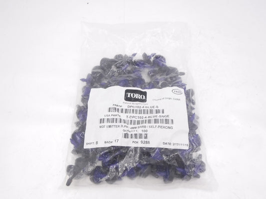 100 Pack OEM Toro 4mm Outlet Self Piercing .5 GPH NGE Blue Barb Emitters