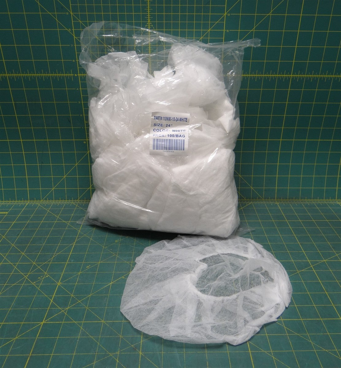 (Bag of 97) Keystone Safety 110NWI-10-24-White Bouffant Cap, 24" Diameter