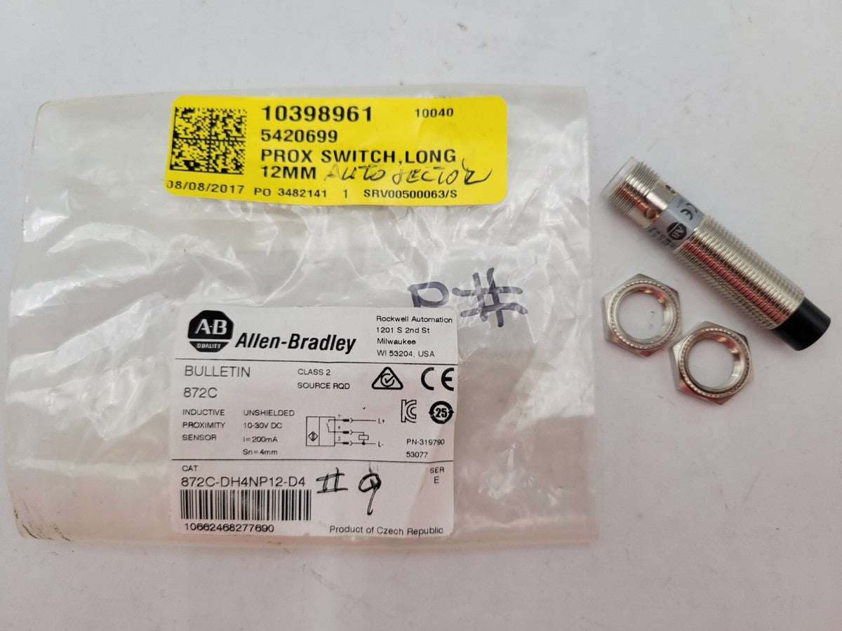 Allen-Bradley 872C-DH4NP12-D4 Inductive Proximity Sensor 10-30VDC 200mA Class 2