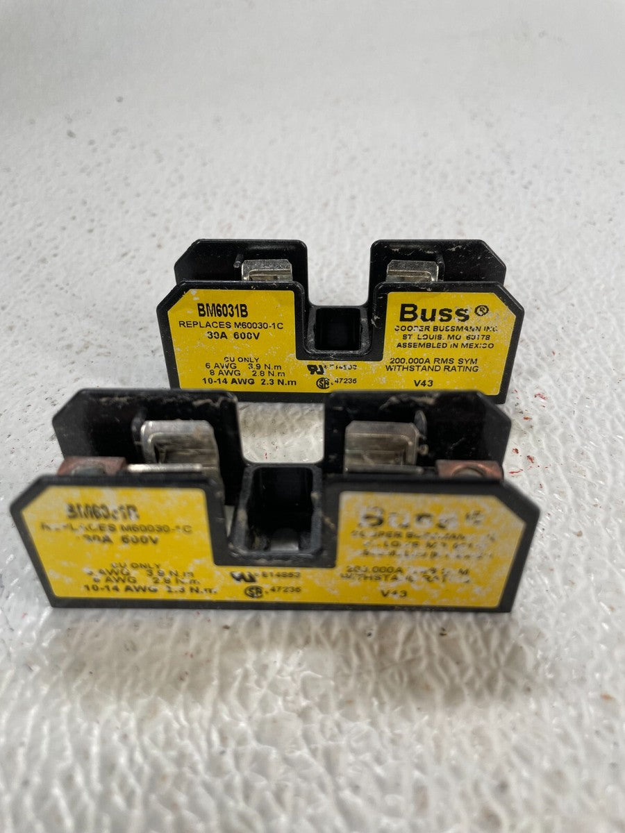 BUSS BM6031B Fuse Holder, 30A, 600V, Replaces M60030-1C (Lot of 2)