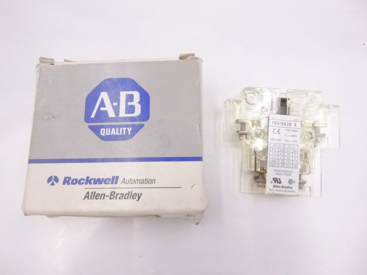 Allen-Bradley Auxiliary Contact Switch Block 195-GA20 Series A