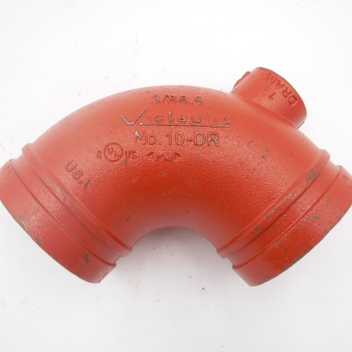 Victaulic 3" Grooved 90° Elbow Drain Fitting 1" FNPT Drain Port 10-DR F030010PDR