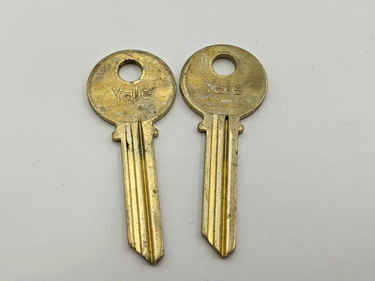 2 Pcs Yale GB Key Blank Brass Locksmith Supply Replacement Copy Spare NOS Pair